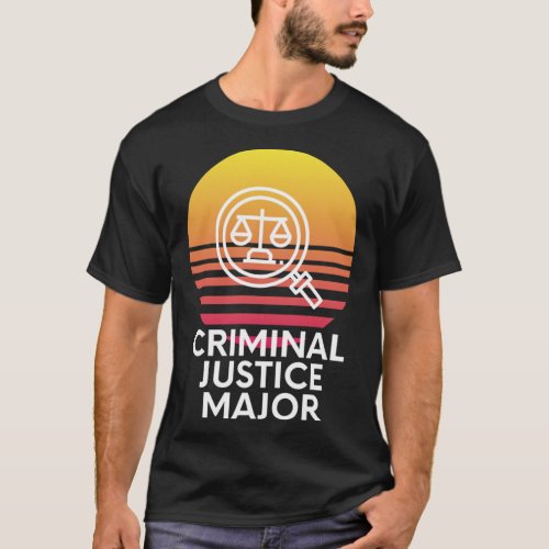 Criminal Justice Major Colorful Sunset College Stu T_Shirt