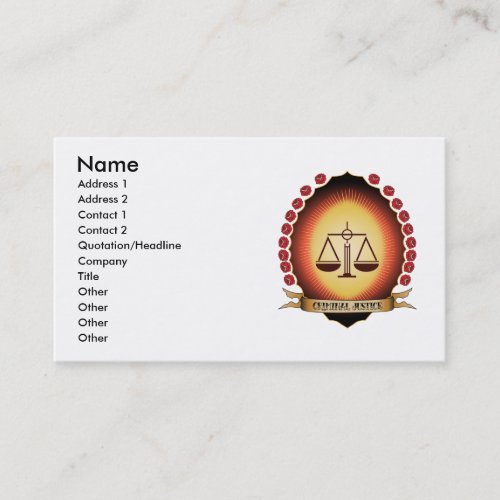 Criminal Justice Mandorla Business Card Templates