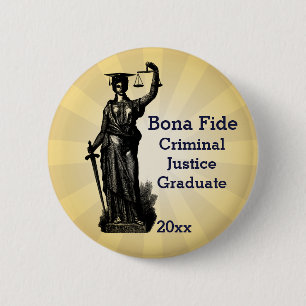 Criminal Justice With Graduation Hat Pinback Button
