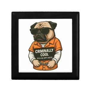 Criminally Cool Pug – Funny Mugshot Dog Design Gift Box