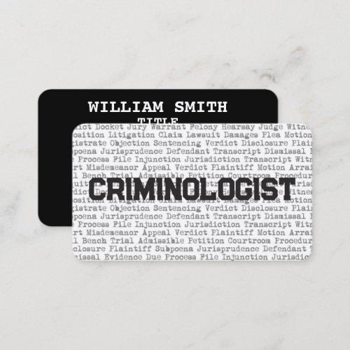 Criminologist Legal Words Business Card