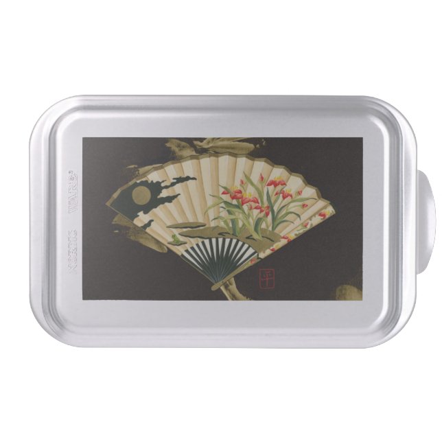 Crimped Oriental Fan with Floral Design Cake Pan (Front)