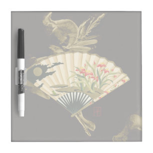 Crimped Oriental Fan with Floral Design Dry-Erase Board