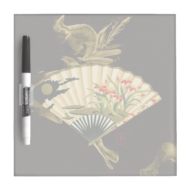 Crimped Oriental Fan with Floral Design Dry-Erase Board (Front)