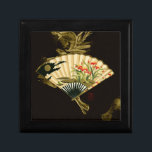Crimped Oriental Fan with Floral Design Gift Box<br><div class="desc">Painting of a crimped oriental fan with a floral design. The black background lets the colors on the fan pop off the print. Hang this on your wall and enjoy!</div>