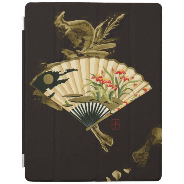 Crimped Oriental Fan with Floral Design iPad Smart Cover (Front)