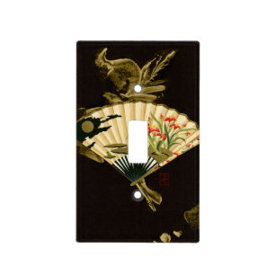 Crimped Oriental Fan with Floral Design Light Switch Cover