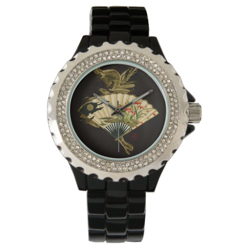 Crimped Oriental Fan with Floral Design Watch