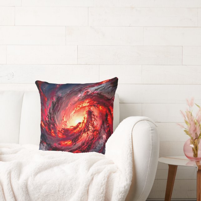 Crimson Abyss Dark Cosmic Nebula Space Throw Pillow (Couch)