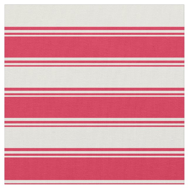 Crimson and Beige Colored Lines Pattern Fabric (Close Up)