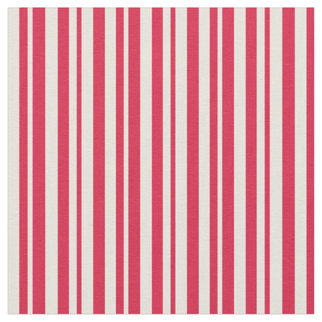 Crimson and Beige Lined/Striped Pattern Fabric (Close Up)