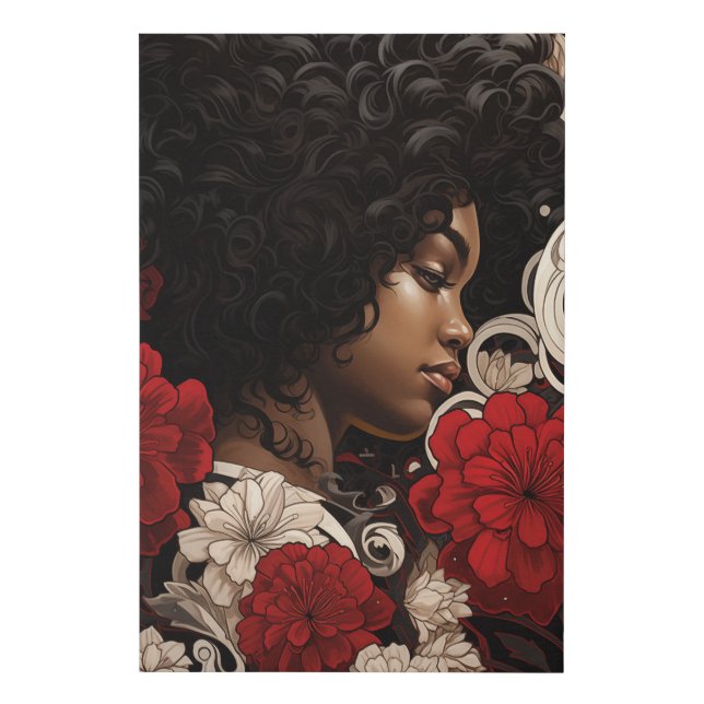 Crimson and Cream Floral Serenity Faux Canvas Print (Front)