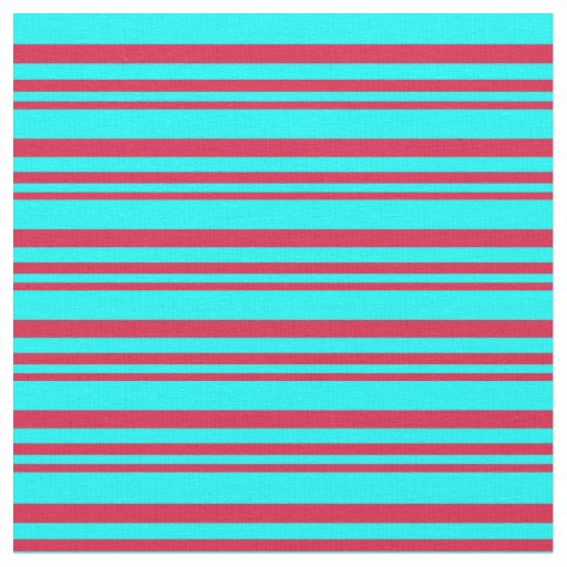 Crimson and Cyan Colored Lines/Stripes Pattern Fabric