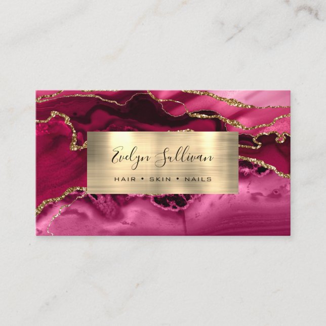Crimson and Gold Agate Business Card (Front)