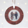 Crimson and Gold Fairy Lights | Two Family Photos Ornament