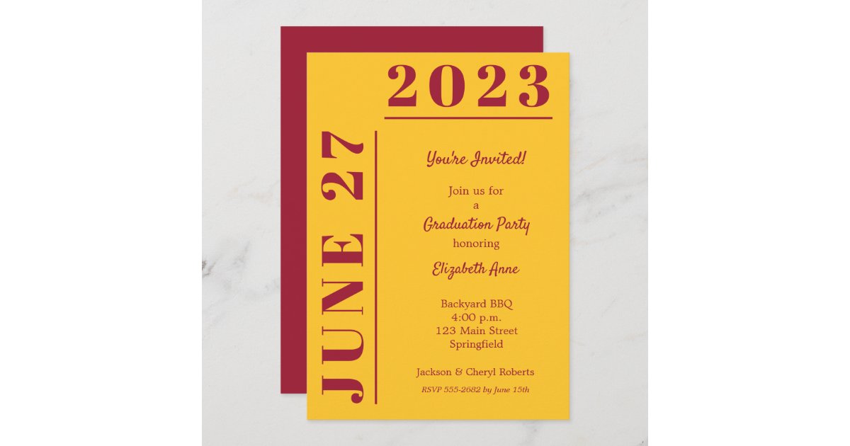 Crimson and Gold Graduation Party Invitation Zazzle