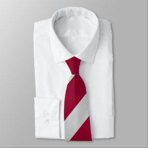 Crimson and Gray Diagonally-Striped Tie