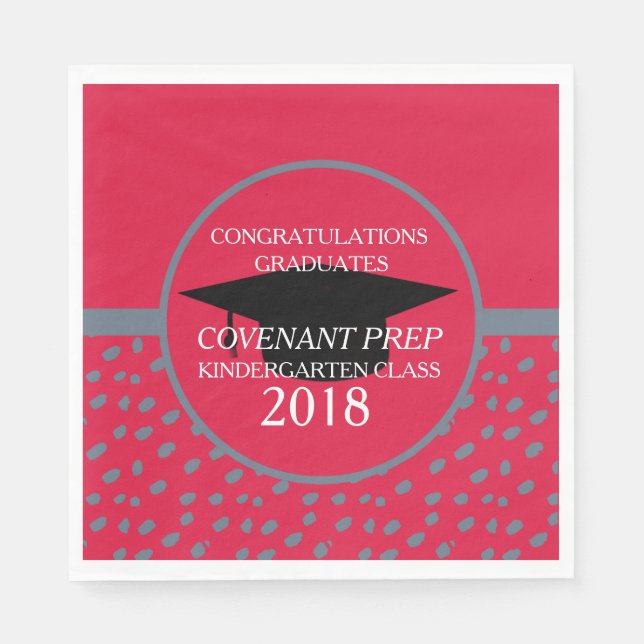 Crimson and Gray Kindergarten Graduation Party Napkins (Front)