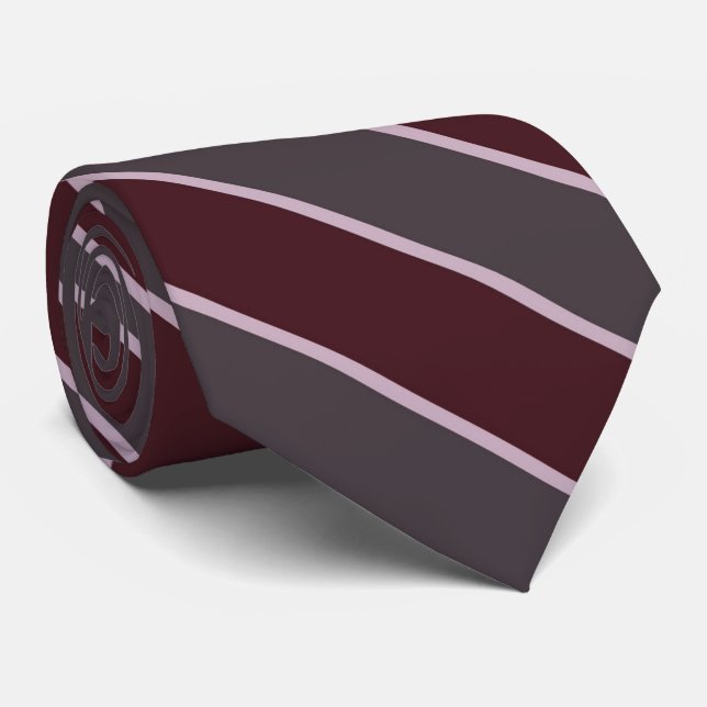 Crimson And Grayish Red Plus Pink Rose Stripes     Neck Tie (Rolled)