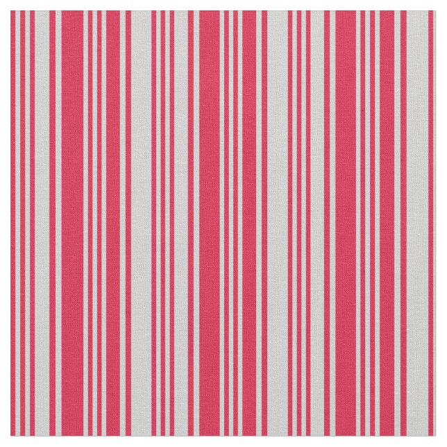 Crimson and Light Grey Lines/Stripes Pattern Fabric (Close Up)