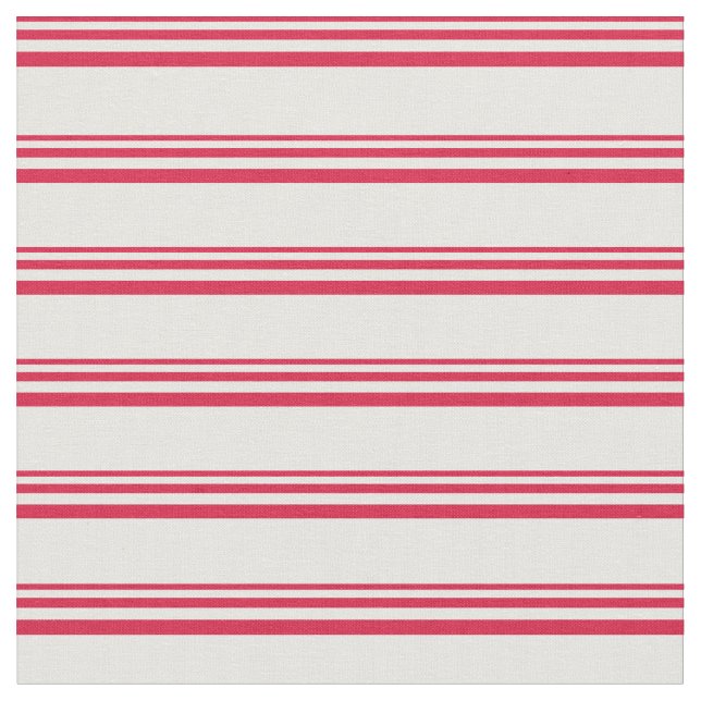 Crimson and Mint Cream Lined/Striped Pattern Fabric (Close Up)