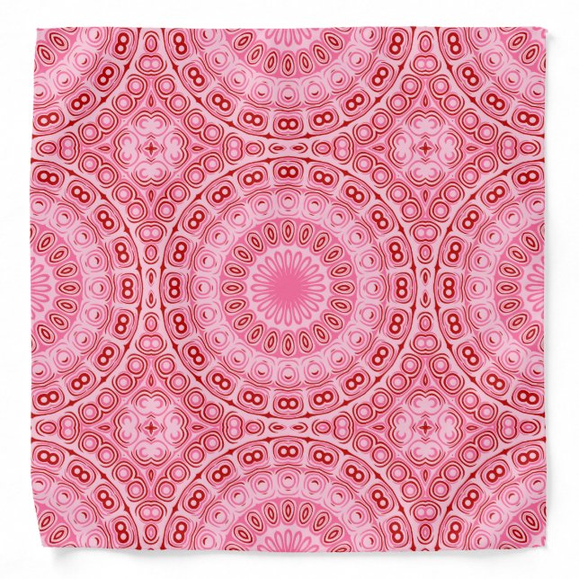 Crimson and Pink Mandala Pattern Bandana (Front)