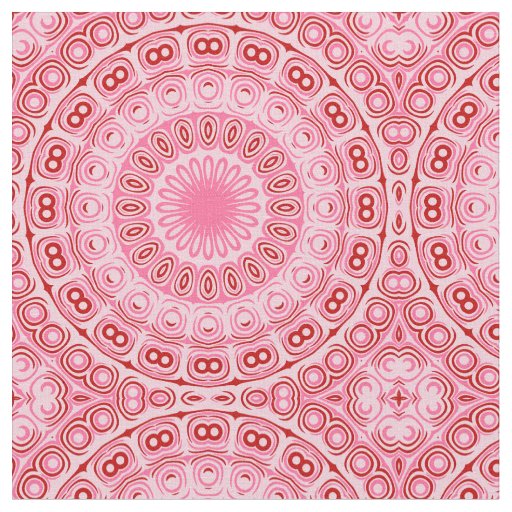 Crimson and Pink Mandala Pattern Fabric