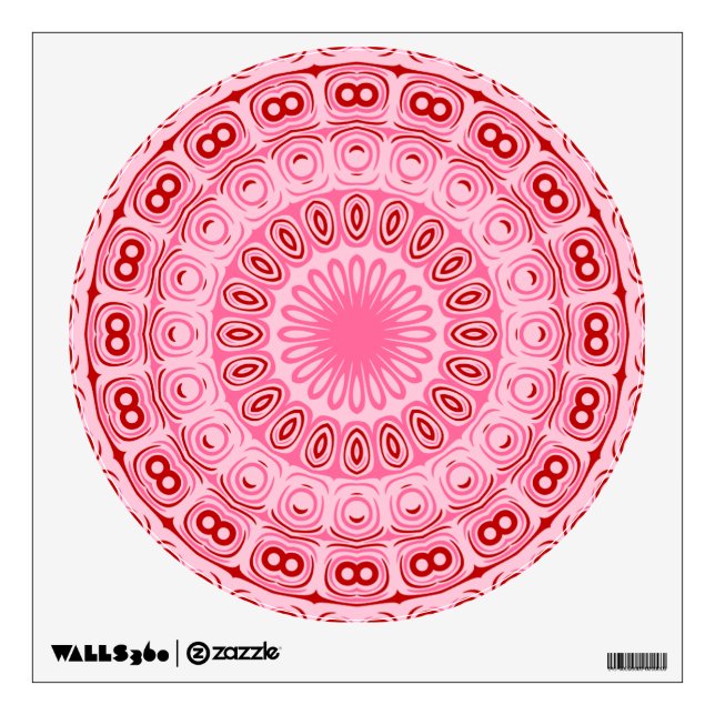 Crimson and Pink Mandala Pattern Wall Decal (Front)