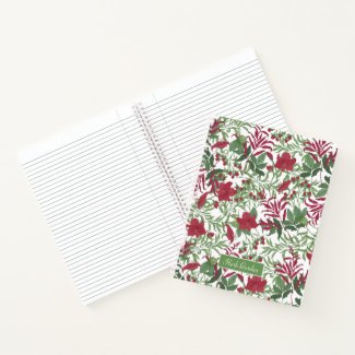 Crimson and Sage Floral Personal Spiral Notebook