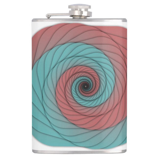 Crimson and Teal Vortex Flask (Front)