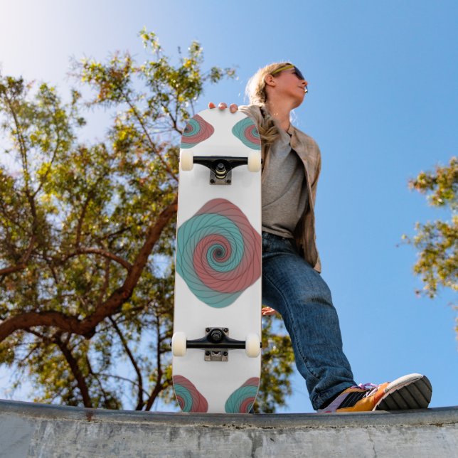 Crimson and Teal Vortex Skateboard (Outdoor 1)