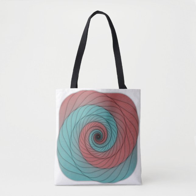 Crimson and Teal Vortex Tote Bag (Front)