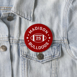 Crimson and White Football Player Jersey Number Button