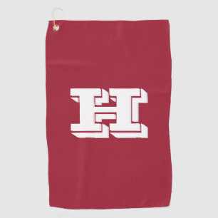 Crimson and White Varsity Letter Golf Towel