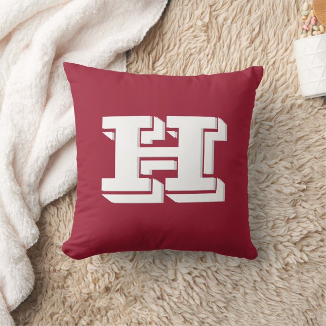 Crimson and White Varsity Letter  Monogram  Throw Pillow (Blanket)