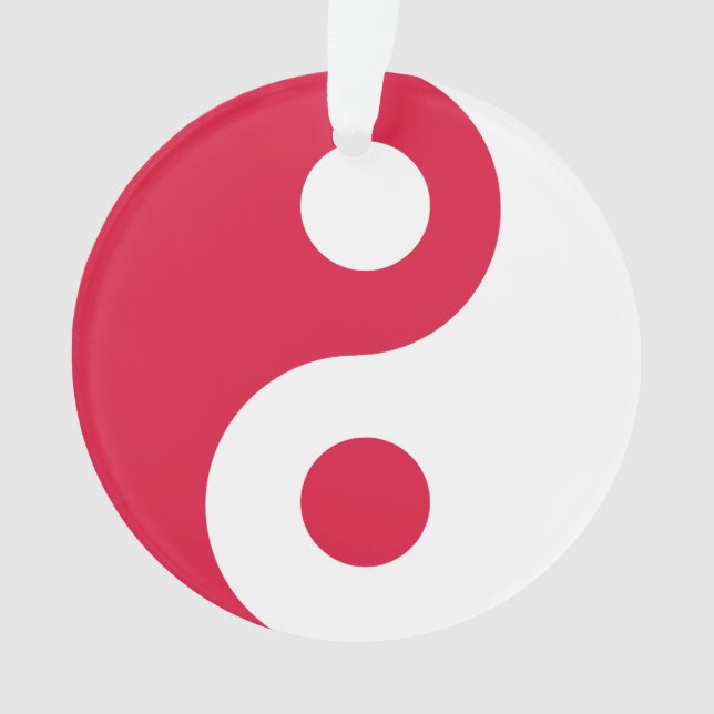 Crimson and White Yin Yang Ornament (Front)