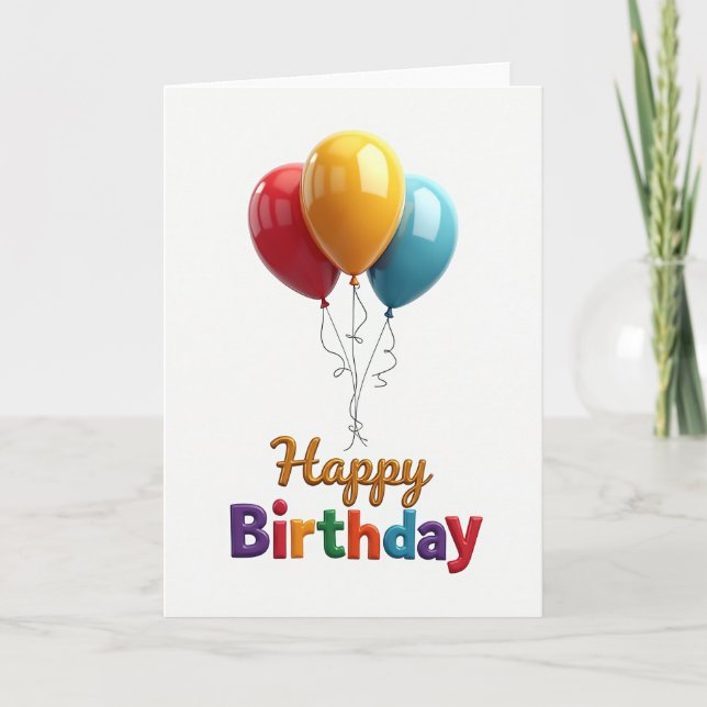 Crimson Balloons Birthday Card (Front)