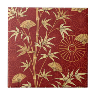 Crimson Bamboo East Asian (2) Ceramic Tile