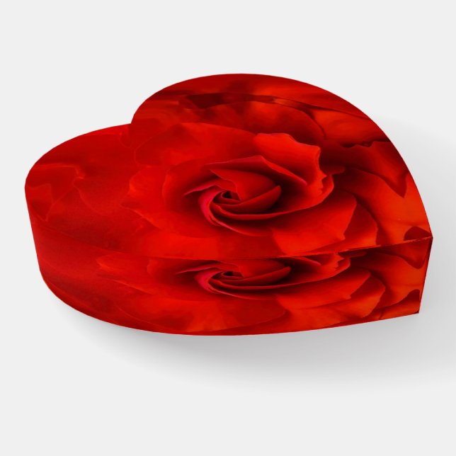 Crimson Begonia Heart-Shaped Paperweight (Angled)