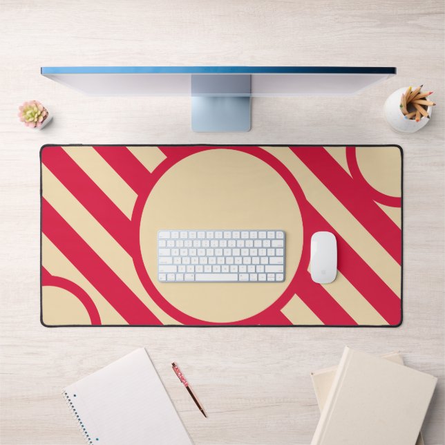 Crimson & Beige Diagonal Circle Mat – Customizable (Office 1)