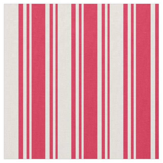 Crimson & Beige Pattern of Stripes Fabric (Close Up)