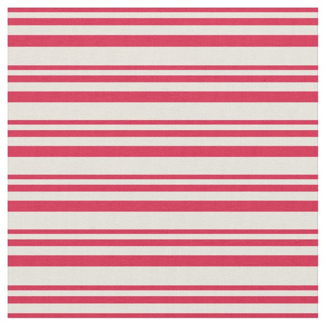 Crimson & Beige Striped/Lined Pattern Fabric (Close Up)