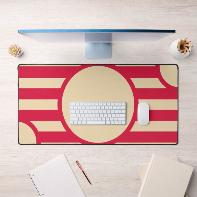 Crimson & Beige Sunburst Desk Mat – Customizable (Office 1)
