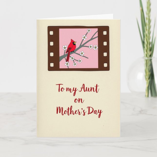 Crimson Bird Aunt Mothers Day Card (Front)