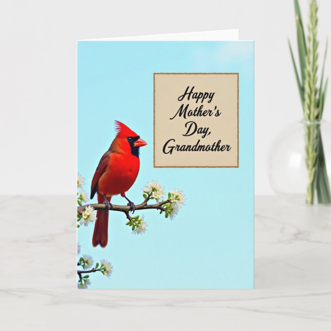 Crimson Bird Grandmother Day Card (Front)