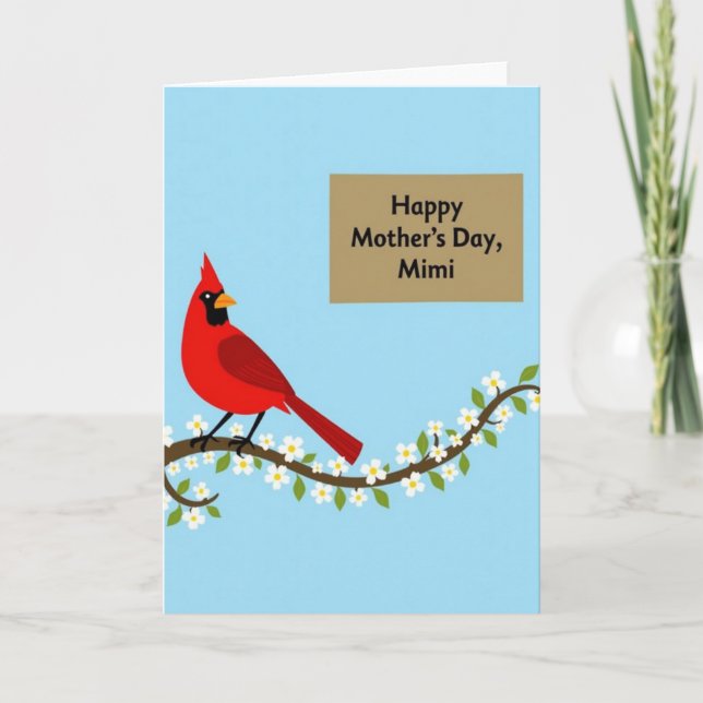 Crimson Bird Mothers Day Wish Card (Front)