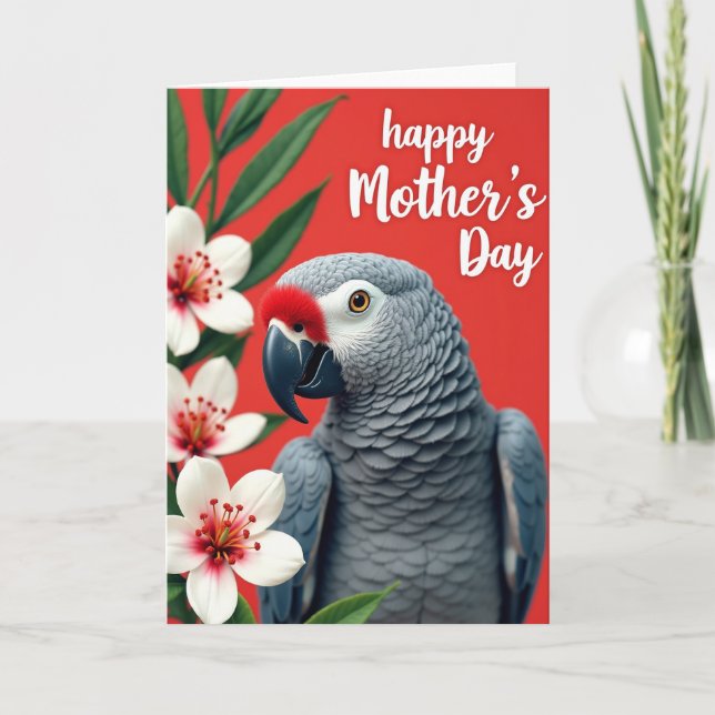 Crimson Bird Sweet Mothers Day Card (Front)