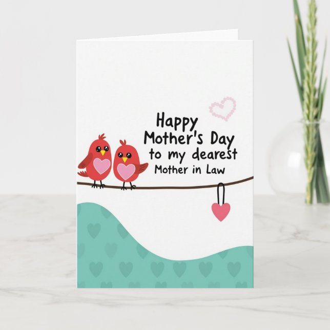 Crimson Birds Mother In Law Card (Front)