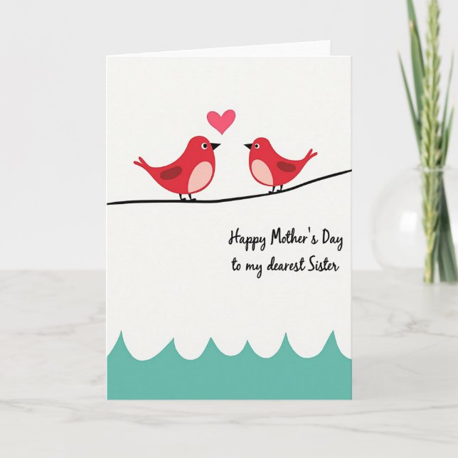 Crimson Birds Mothers Day Card (Front)