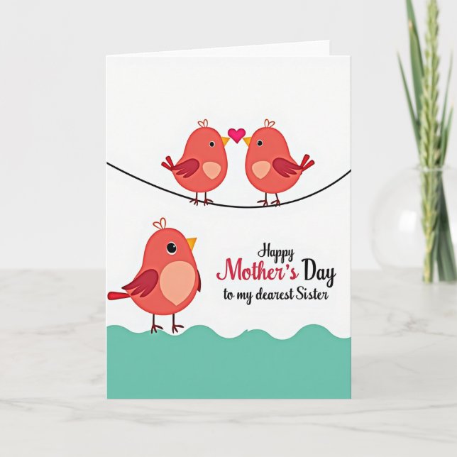 Crimson Birds Sweet Mothers Day Card (Front)